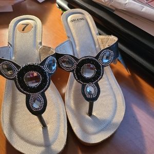 Black sandals with bling